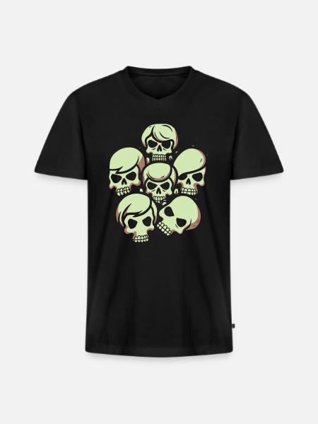 Cartoon Skull Delusional - Men's Premium Organic T-shirt with V-neck - black