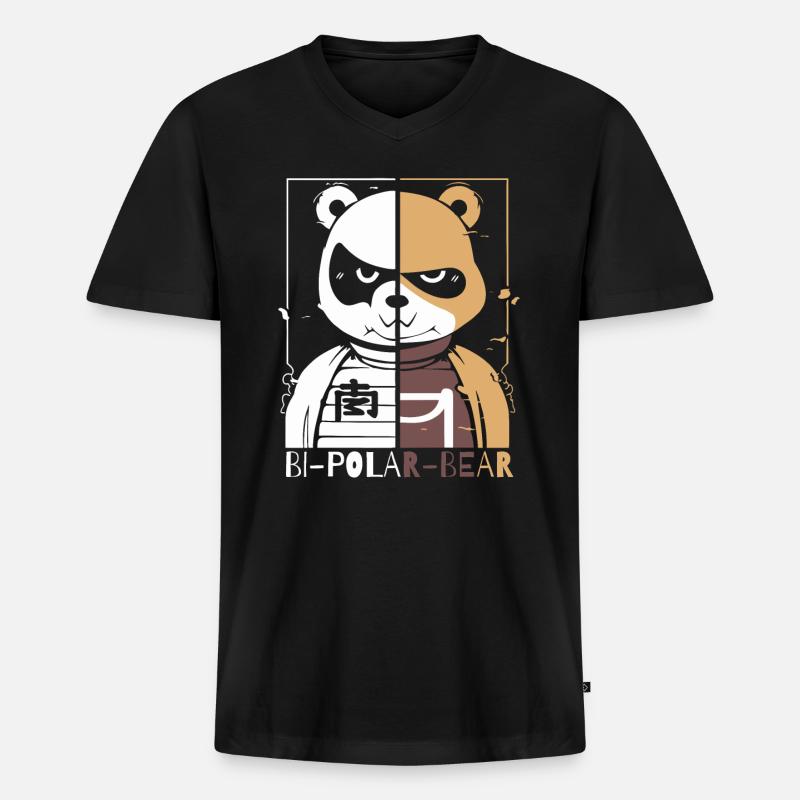 Bipolarer Polar Bär oder Eisbär - Männer Premium Bio T-Shirt mit V-Ausschnitt - Schwarz
