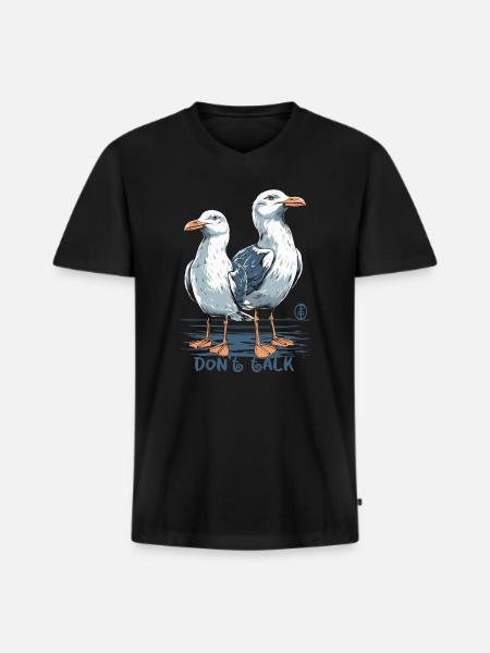 Don't talk, seagulls - Men's Premium Organic T-shirt with V-neck - black