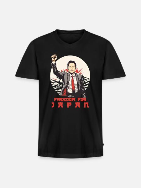 Freedom for Japan - Men's Premium Organic T-shirt with V-neck - black
