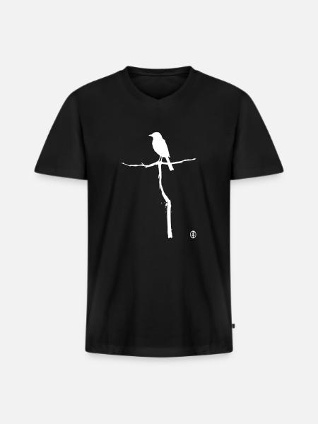 Bird on a branch - Men's Premium Organic T-shirt with V-neck - black
