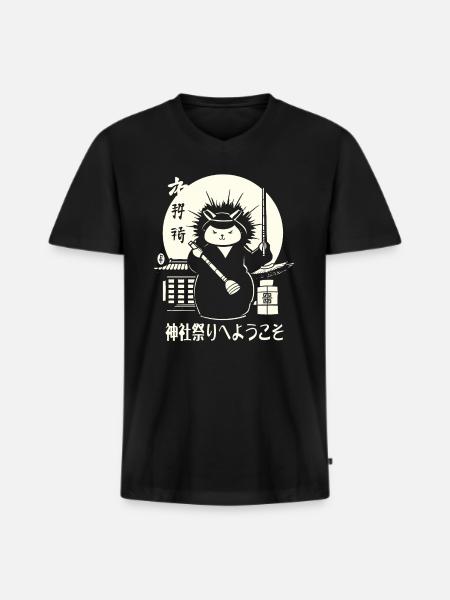 Welcome Shrine Festival: Japanese - Men's Premium Organic T-shirt with V-neck - black