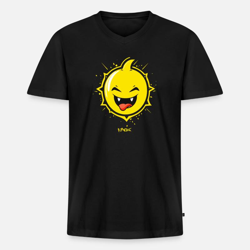 Zitronen-Zitrus freches gemeines Gesicht - Männer Premium Bio T-Shirt mit V-Ausschnitt - Schwarz