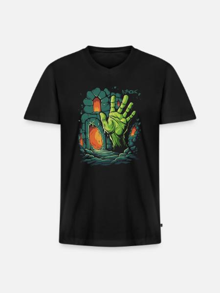 The Dungeon Zombie Hand - Men's Premium Organic T-shirt with V-neck - black