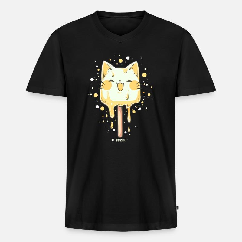 Eis Katze am Stil - Männer Premium Bio T-Shirt mit V-Ausschnitt - Schwarz