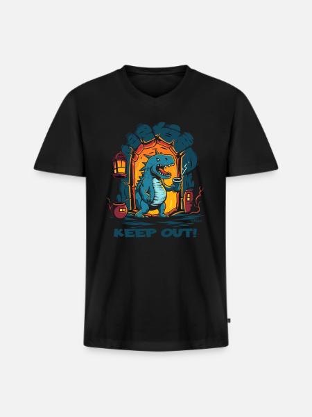 Funny Dungeon Dragon: No Entry - Men's Premium Organic T-shirt with V-neck - black
