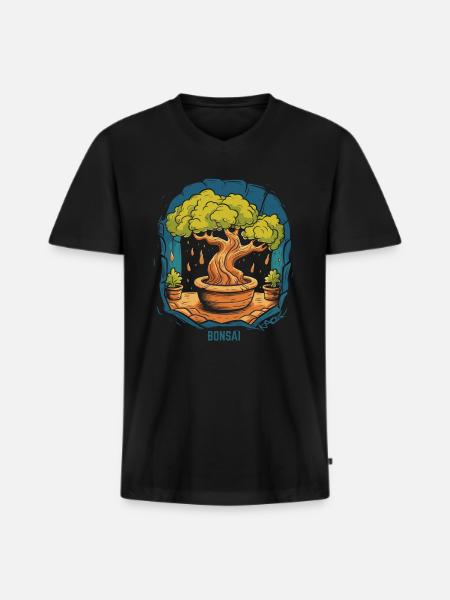 Bonsai - Men's Premium Organic T-shirt with V-neck - black