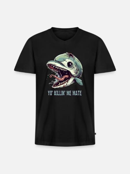 Plainte du dauphin zombie - T-shirt encolure en V Premium bio Homme - noir