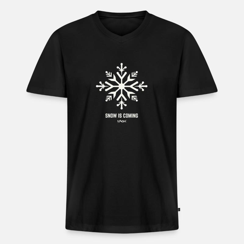 Es kommt Schnee. - Männer Premium Bio T-Shirt mit V-Ausschnitt - Schwarz