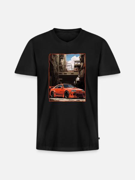 Brutalism Anime JDM Car - Men's Premium Organic T-shirt with V-neck - black