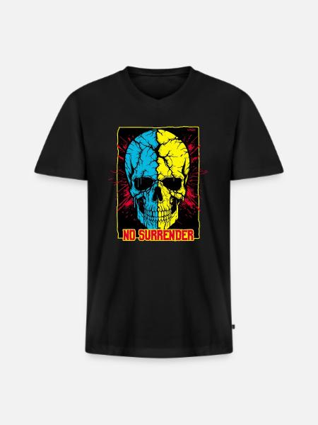 The Shattered Skull, No Surrender - Men's Premium Organic T-shirt with V-neck - black