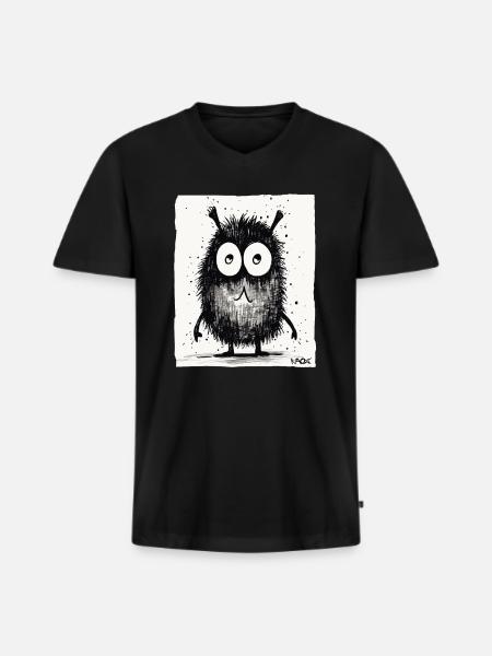 Funny little monster - Men's Premium Organic T-shirt with V-neck - black