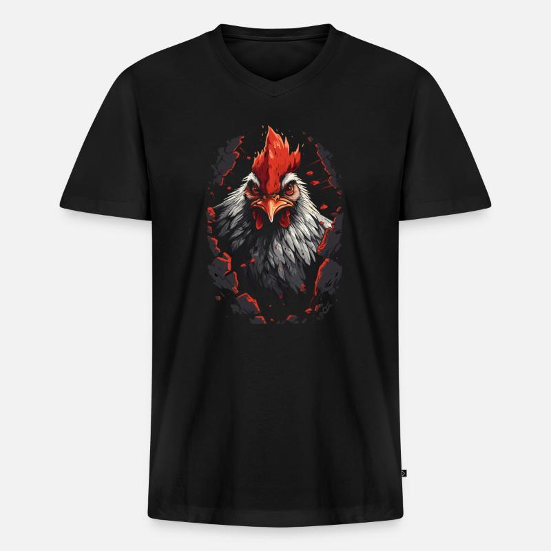 Durch Wände brechen: starker Hahn - Männer Premium Bio T-Shirt mit V-Ausschnitt - Schwarz
