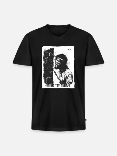 Suffering man, break the chains - Men's Premium Organic T-shirt with V-neck - black