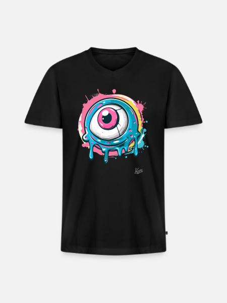The cool paint splash eye - Men's Premium Organic T-shirt with V-neck - black