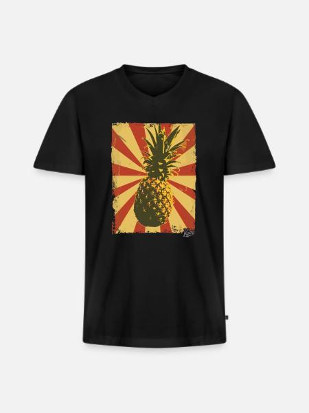 Propaganda style pineapple - Men's Premium Organic T-shirt with V-neck - black