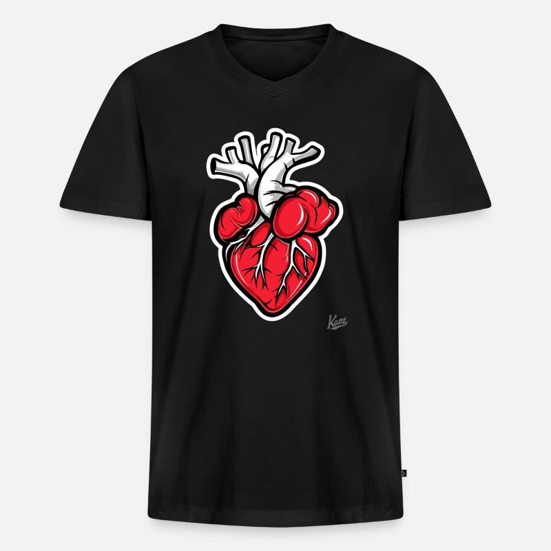 Anatomie Herz - Männer Premium Bio T-Shirt mit V-Ausschnitt - Schwarz