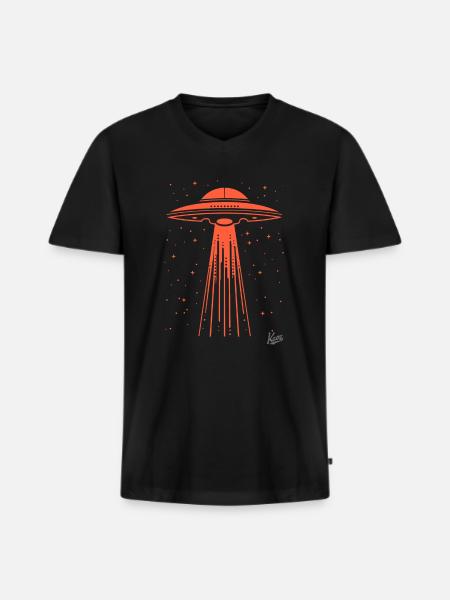 Another abduction by aliens, UFO - Men's Premium Organic T-shirt with V-neck - black