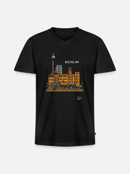 Pixel Berlin - Men's Premium Organic T-shirt with V-neck - black