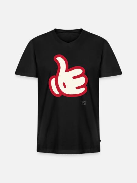 A big thumbs up - Men's Premium Organic T-shirt with V-neck - black