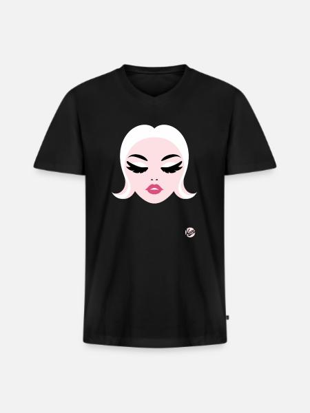 Schönes Mädchen - Männer Premium Bio T-Shirt mit V-Ausschnitt - Schwarz