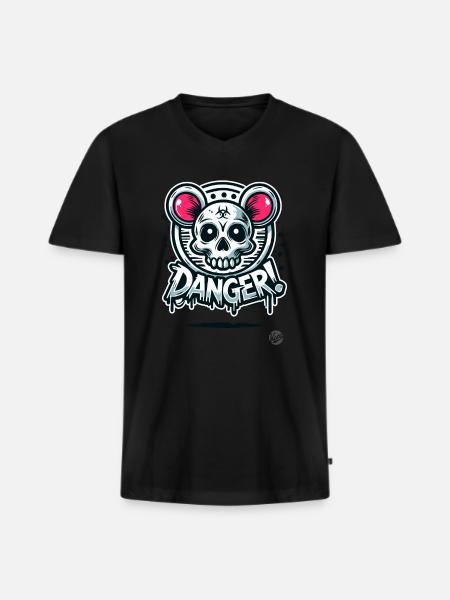 skull rat hamster - Men's Premium Organic T-shirt with V-neck - black