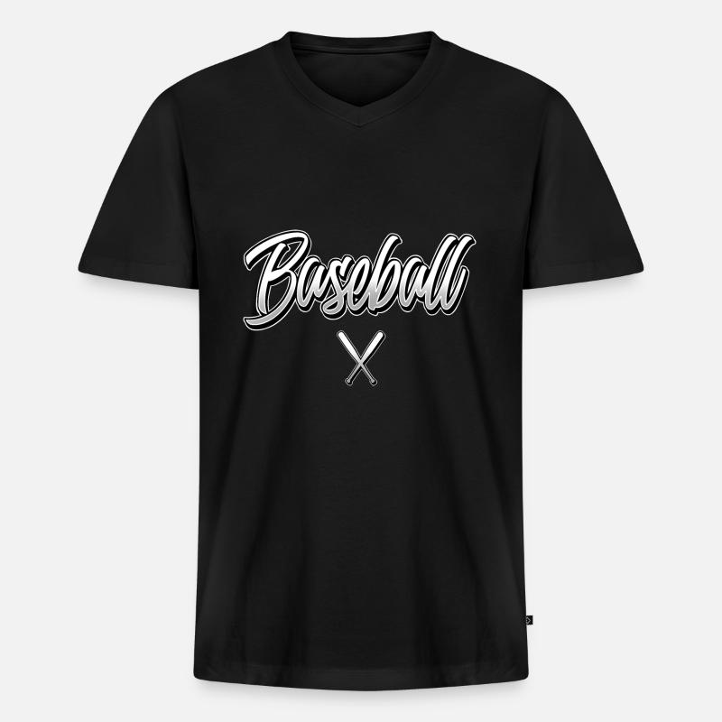 Baseball - Männer Premium Bio T-Shirt mit V-Ausschnitt - Schwarz