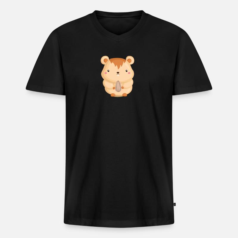 Hamster T-Shirt - Männer Premium Bio T-Shirt mit V-Ausschnitt - Schwarz