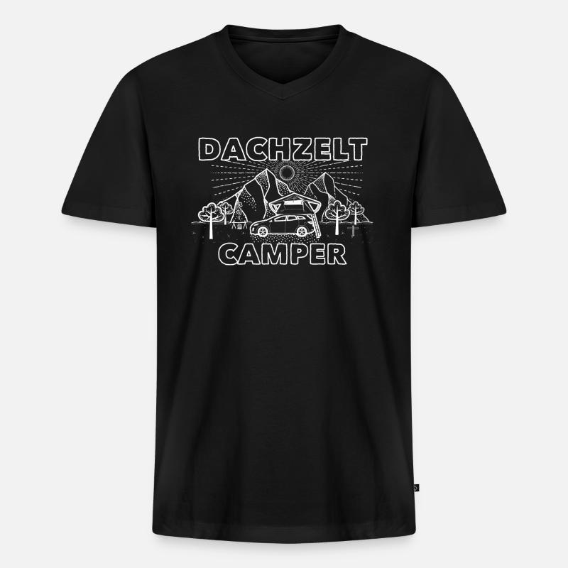 Dachzelt Camper - Männer Premium Bio T-Shirt mit V-Ausschnitt - Schwarz