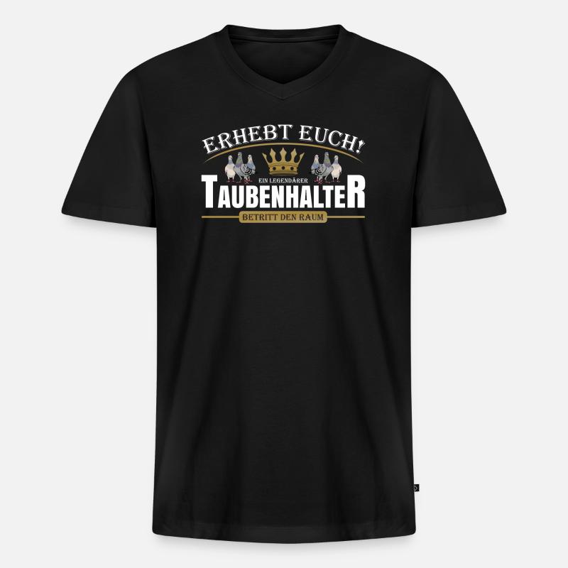 Taubenhalter - Männer Premium Bio T-Shirt mit V-Ausschnitt - Schwarz