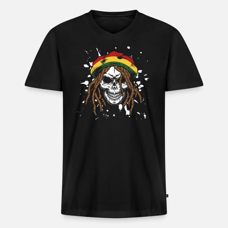 Reggae - Männer Premium Bio T-Shirt mit V-Ausschnitt - Schwarz