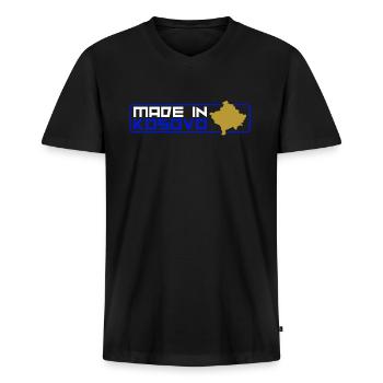 Kosovo Homeland Origin Kosovare Kosova Albania - Men's Premium Organic T-shirt with V-neck - black - Front - Nico (187cm)