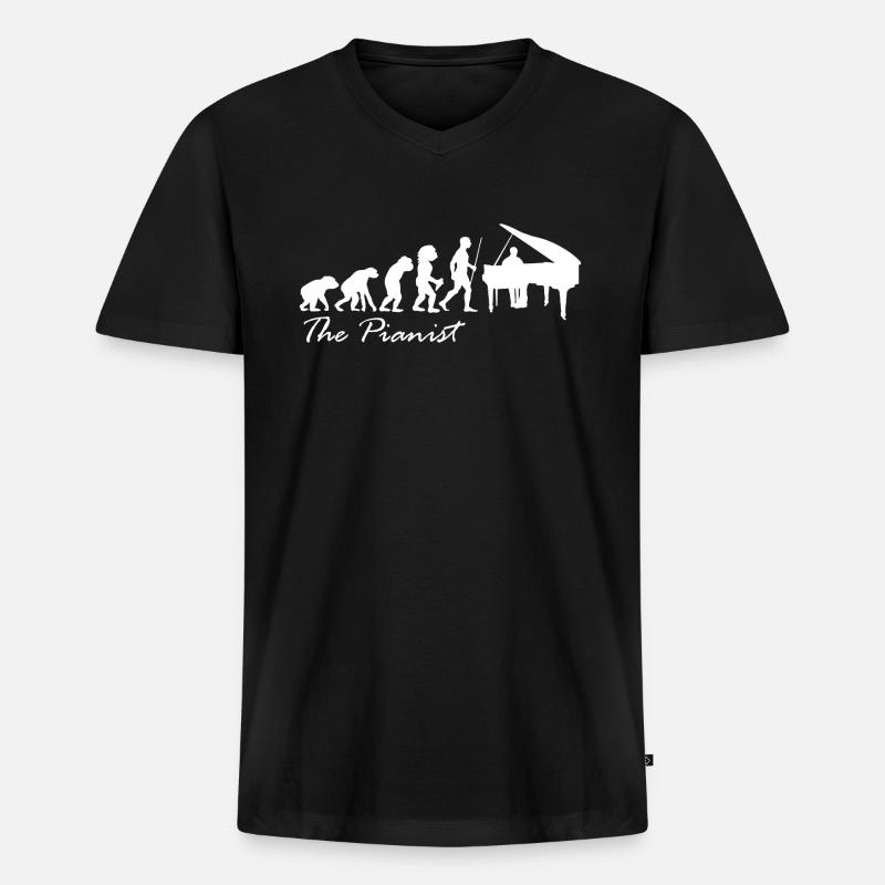 Klavier Evolution - Männer Premium Bio T-Shirt mit V-Ausschnitt - Schwarz