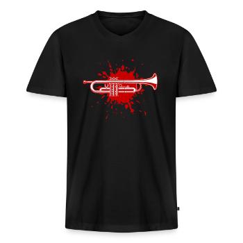 Trompette - T-shirt encolure en V Premium bio Homme - noir - Devant - Nico (187cm)