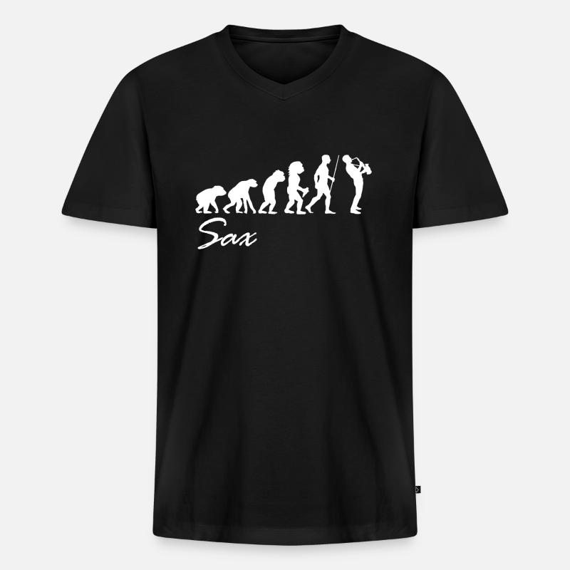 Saxophone Evolution Evolution Musicien - T-shirt encolure en V Premium bio Homme - noir