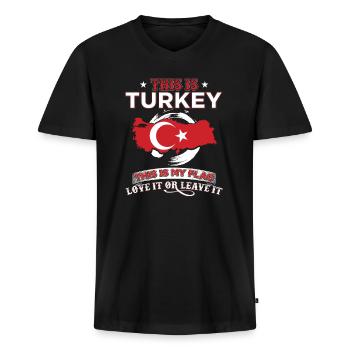 Türkei - Männer Premium Bio T-Shirt mit V-Ausschnitt - Schwarz - Vorne - Nico (187cm)
