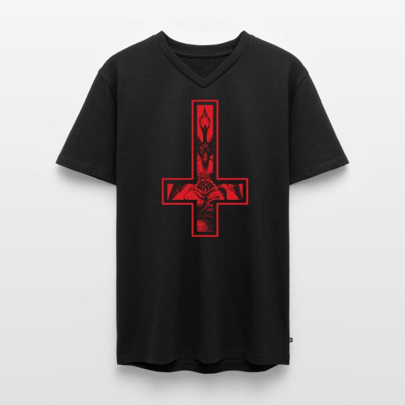 Satan devil cross upside down Baphomet inside Men's Premium Organic T-shirt with V-neck
