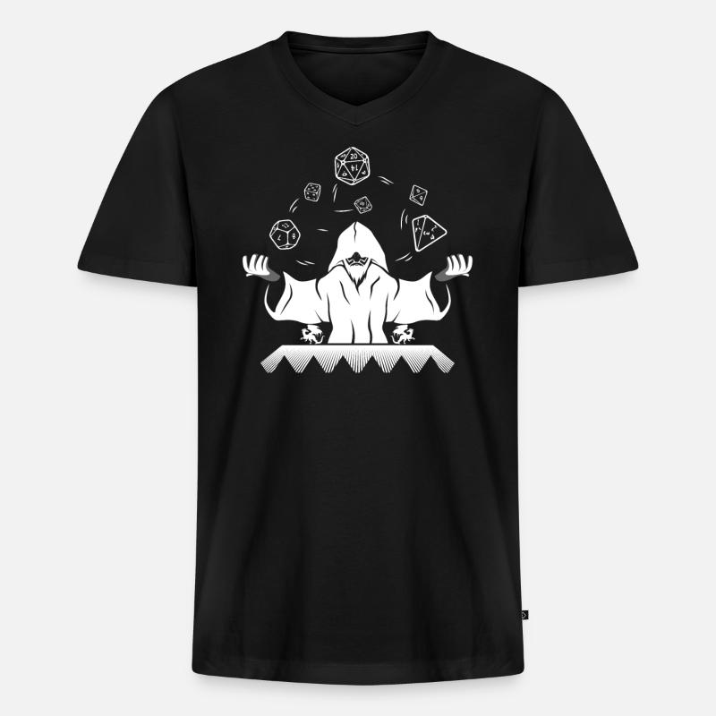Game Master DM GOD D20 Wizard Bordplade RPG - Premium økologisk T-shirt med V-hals til mænd - sort