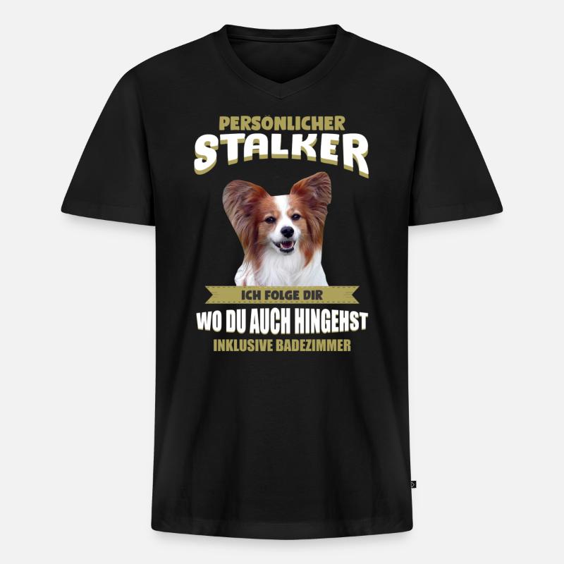 Papillon Hund - Papillon - Männer Premium Bio T-Shirt mit V-Ausschnitt - Schwarz
