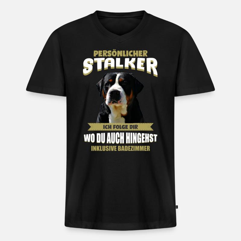 Großer Schweizer Sennenhund - Männer Premium Bio T-Shirt mit V-Ausschnitt - Schwarz