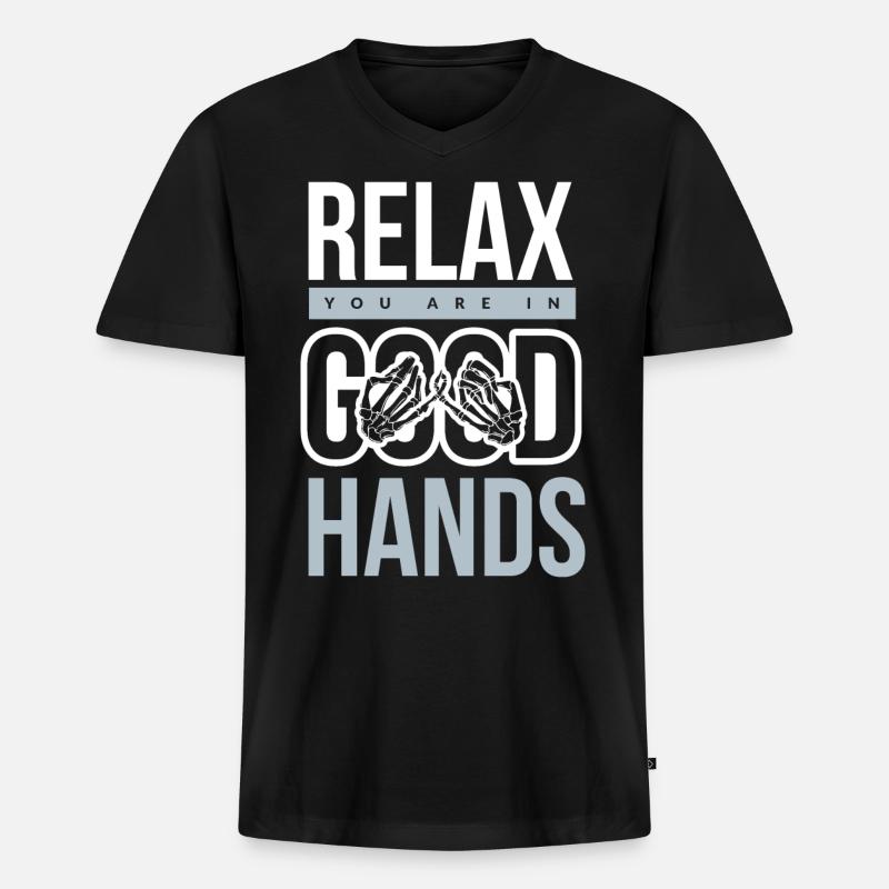 Physiotherapie - Männer Premium Bio T-Shirt mit V-Ausschnitt - Schwarz