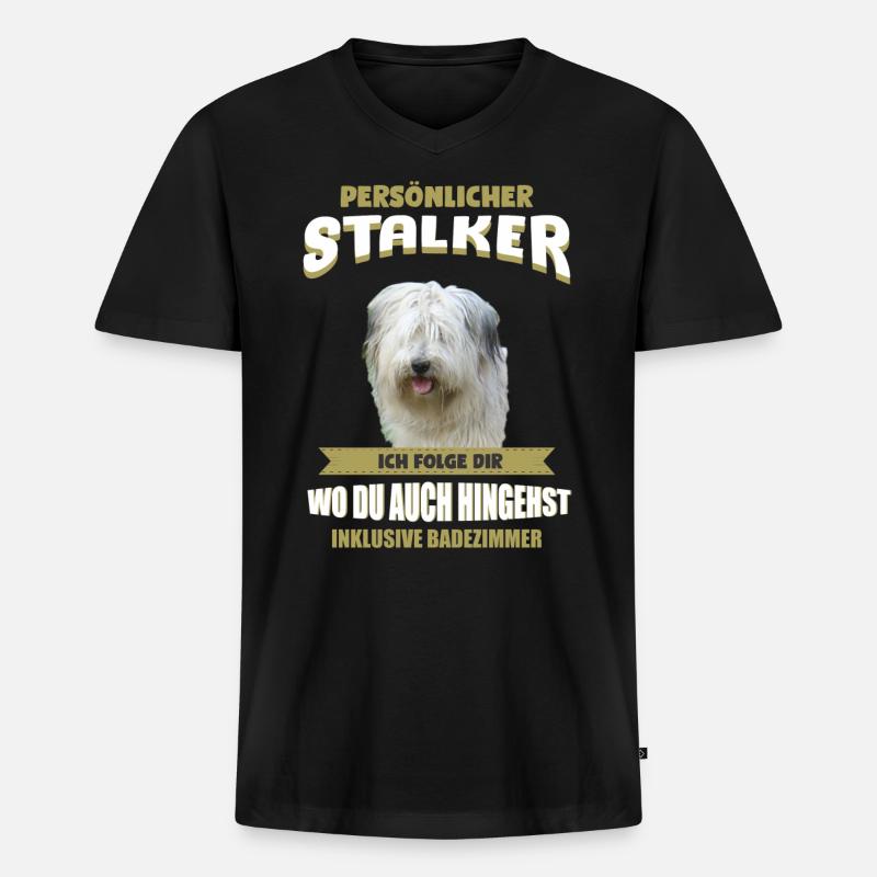Schafpudel Hund - Schafpudel - Männer Premium Bio T-Shirt mit V-Ausschnitt - Schwarz
