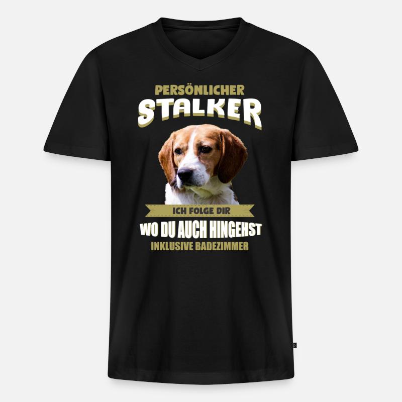 Beagle Hund - Beagle - Männer Premium Bio T-Shirt mit V-Ausschnitt - Schwarz
