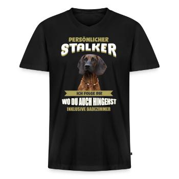 Hannoverscher Schweißhund - Männer Premium Bio T-Shirt mit V-Ausschnitt - Schwarz - Vorne - Nico (187cm)