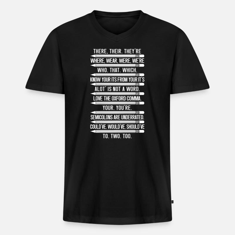 Grammatik Polizei Englisch Lehrer - Männer Premium Bio T-Shirt mit V-Ausschnitt - Schwarz