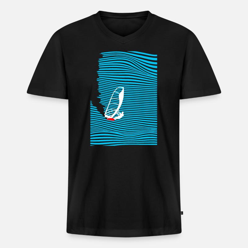Windsurfer Windsurfen Welle - Männer Premium Bio T-Shirt mit V-Ausschnitt - Schwarz