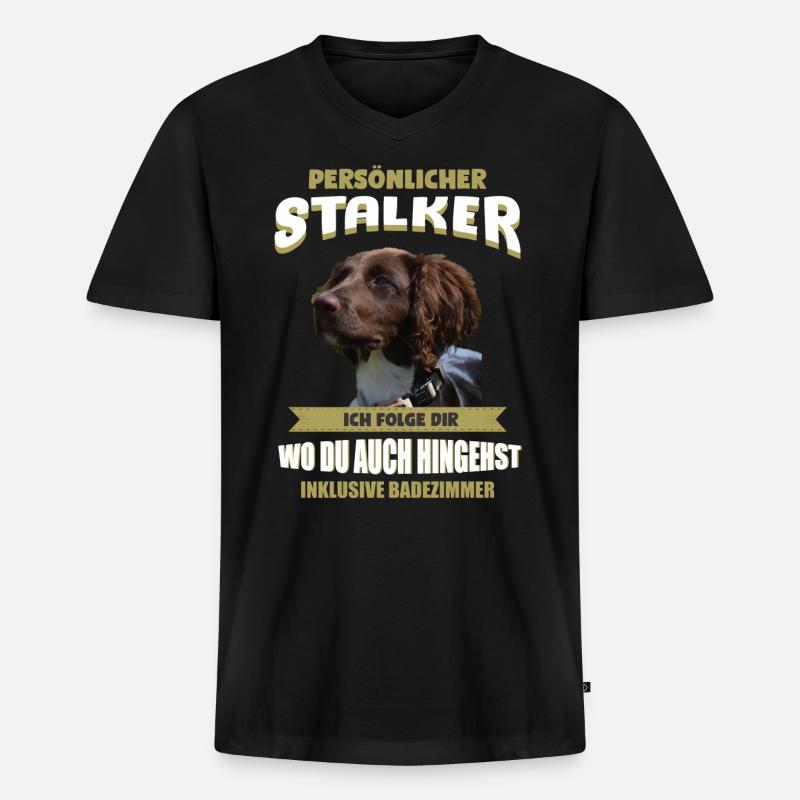 Münsterlander - Kleiner Münsterlander - Männer Premium Bio T-Shirt mit V-Ausschnitt - Schwarz