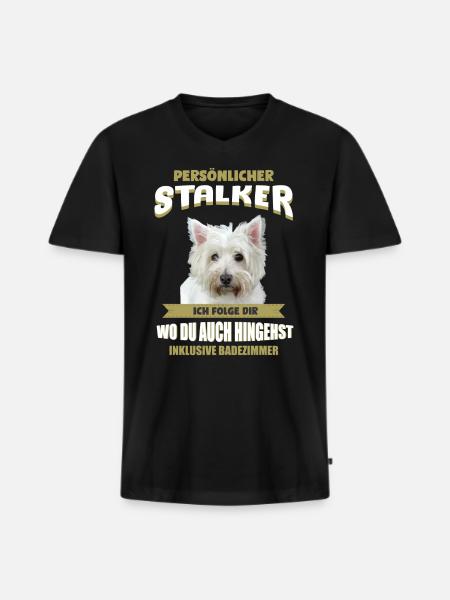 Westie Hund - Westie - Männer Premium Bio T-Shirt mit V-Ausschnitt - Schwarz