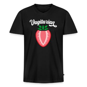 Vagitarian Humor Adult Sarcasm - Men's Premium Organic T-shirt with V-neck - black - Front - Nico (187cm)