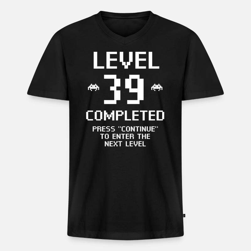 Level 39 Completed - Männer Premium Bio T-Shirt mit V-Ausschnitt - Schwarz